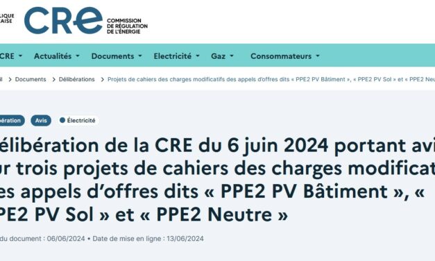 La CRE veut revoir les cahiers des charges PPE2 PV Bâtiment, PV Sol et Neutre