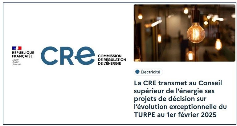 La CRE prône une évolution exceptionnelle du TURPE au 1er février 2025